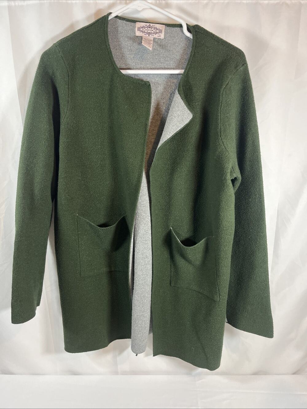 Anthropologie Oliver by Escio Cardigan Green Gray Open Front Sweater Women’s L